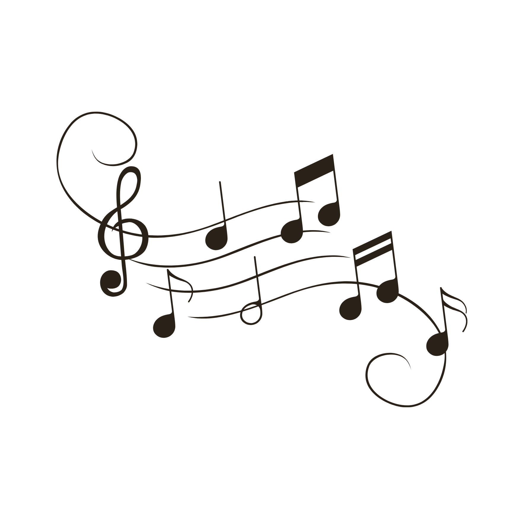 Music notes illustration — live Zakynthian music at Kostas Brother taverna